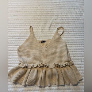 Shein Beige Knit Ruffle Tank - Never Worn